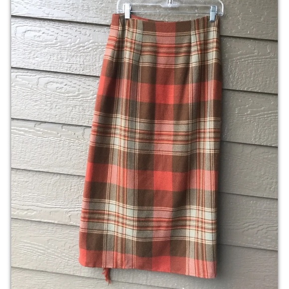 Rare Classic Ralph Lauren Country Plaid Wrap wool Skirt, Sz S/M, Vintage - Picture 2 of 13